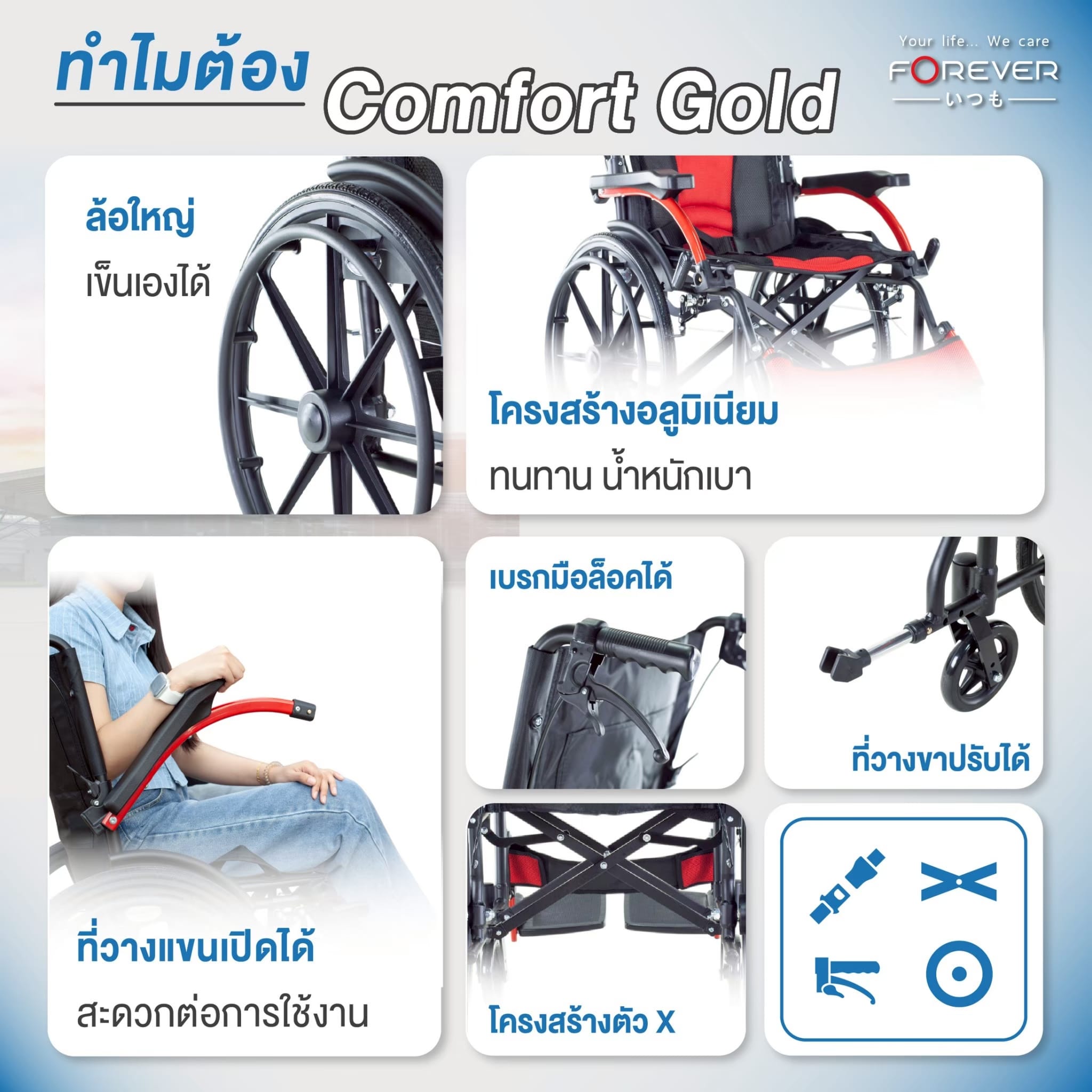 รถเข็นวีลแชร์ FOREVER COMFORT GOLD_9
